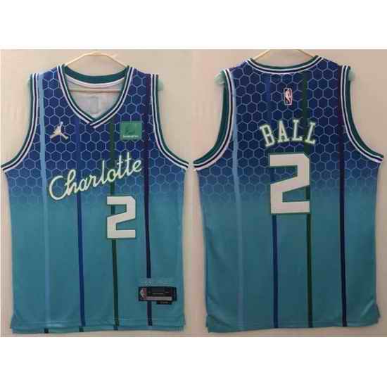 Men Nike Charlotte Hornets LaMelo Ball #2 75th Anniversary NBA Stitched Jersey->chicago bulls->NBA Jersey