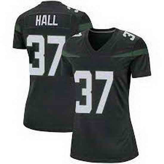 Women New York Jets Bryce Hall #37 Black Vapor Limited Stitched Football Jersey->women nfl jersey->Women Jersey