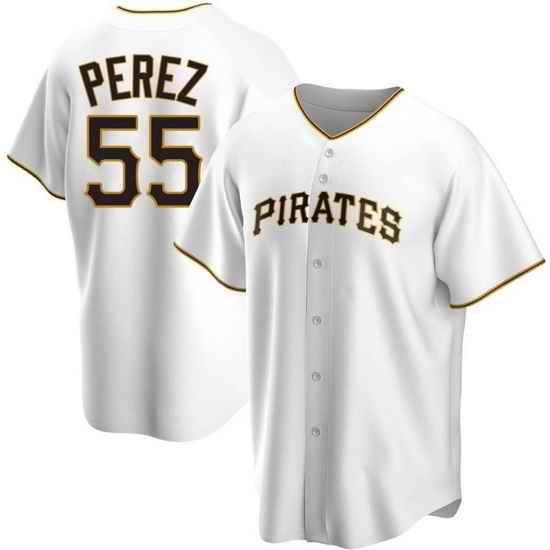 Men's Nike Pittsburgh Pirates #55 Roberto Perez White Stitched Baseball Jersey->pittsurgh pirates->MLB Jersey