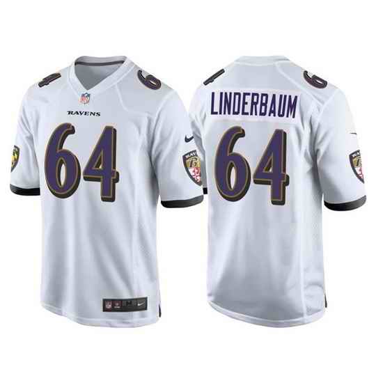 Men Baltimore Ravens #64 Tyler Linderbaum White Game Jersey->baltimore ravens->NFL Jersey