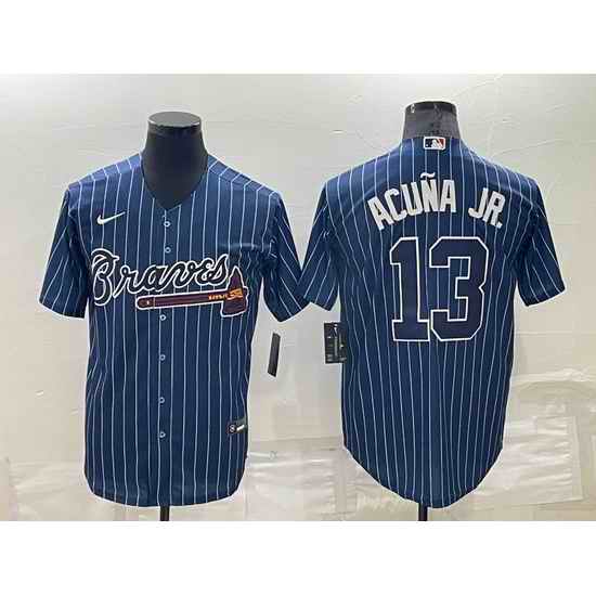 Men Atlanta Braves #13 Ronald Acu F1a Jr  Navy Cool Base Stitched Baseball Jersey->atlanta braves->MLB Jersey