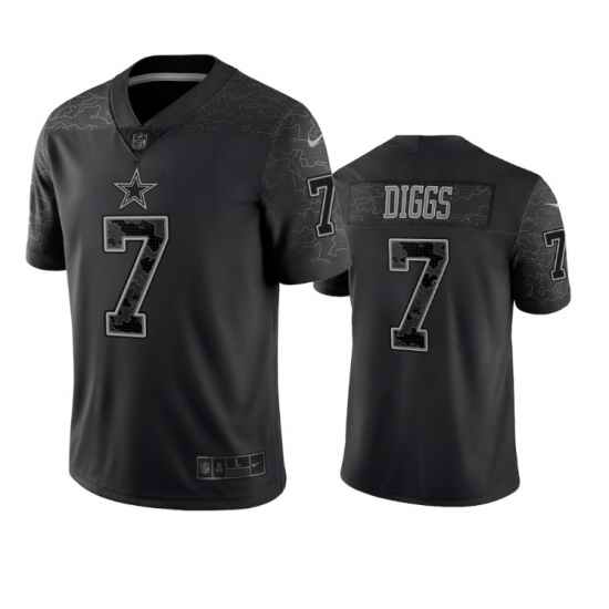 Men Dallas Cowboys #7 Trevon Diggs Black Reflective Limited Stitched Football Jersey->youth nfl jersey->Youth Jersey