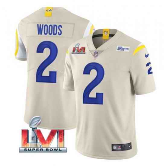 Nike Los Angeles Rams #2 Robert Woods Bone 2022 Super Bowl LVI Vapor Limited Jersey->los angeles rams->NFL Jersey