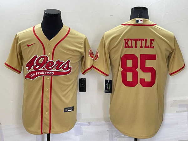 Men's San Francisco 49ers #85 George Kittle Gold Cool Base Stitched Baseball Jersey->san francisco 49ers->NFL Jersey