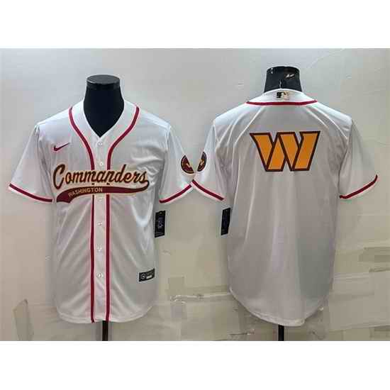 Men Washington Commanders White Team Big Logo With Patch Cool Base Stitched Baseball Jersey->washington commanders->NFL Jersey