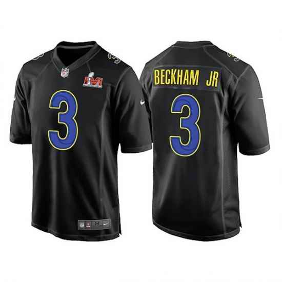 Men Los Angeles Rams #3 Odell Beckham Jr  2022 Black Super Bowl LVI Game Stitched Jersey->los angeles rams->NFL Jersey