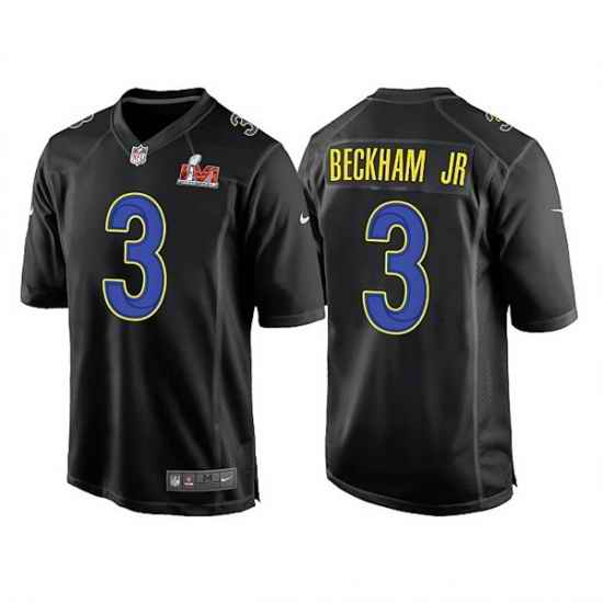 Men Los Angeles Rams #3 Odell Beckham Jr  2022 Black Super Bowl LVI Game Stitched Jersey