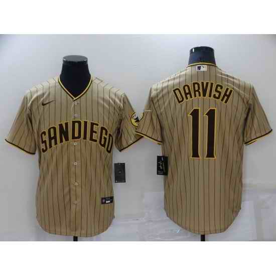 Men San Diego Padres #11 Yu Darvish Brown Cool Base Stitched Jerse->boston red sox->MLB Jersey