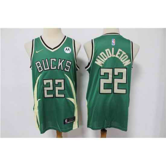 Men Milwaukee Bucks #22 Khris Middleton Green Stitched Jersey