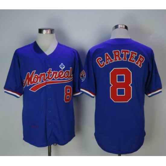 Montreal Expos #8 Gary Carter Baseball Jersey Blue Retro->montreal expos->MLB Jersey