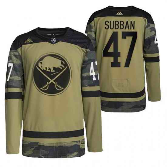 Men Buffalo Sabres #47 Malcolm Subban 2022 Camo Military Appreciation Night Stitched jersey->buffalo sabres->NHL Jersey