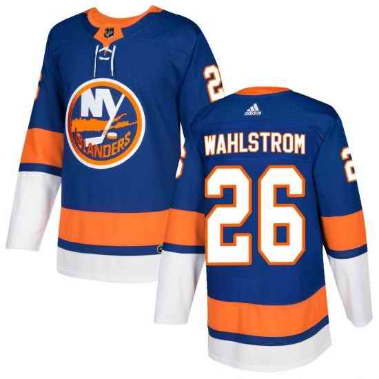 Men New York Islanders Oliver Wahlstrom Adidas Authentic Olive Royal Home Jersey->new york islanders->NHL Jersey