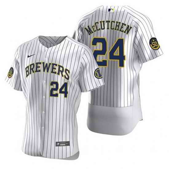 Men Milwaukee Brewers #24 Andrew McCutchen White Flex Base Stitched MLB jersey->milwaukee brewers->MLB Jersey