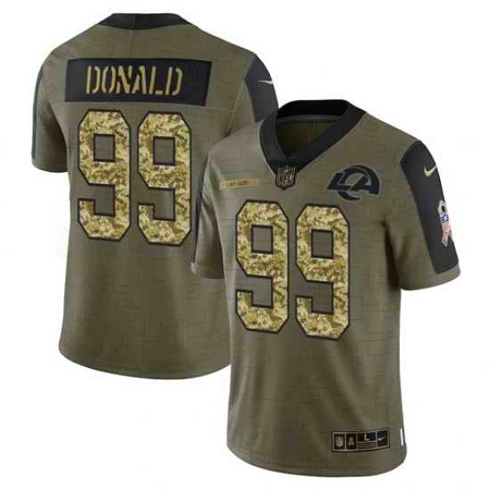 Men Los Angeles Rams #99 Aaron Donald 2021 Salute To Service Olive Camo Limited Stitched Jersey->miami dolphins->NFL Jersey