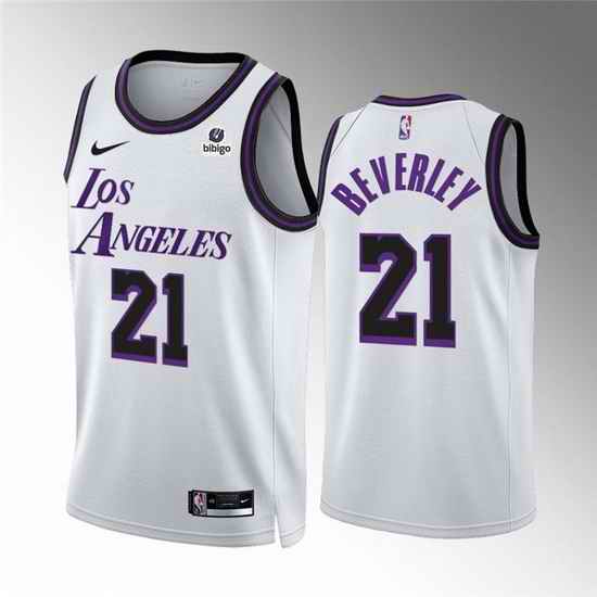 Men Los Angeles Lakers #21 Patrick Beverley White City Edition Stitched Basketball Jersey->los angeles lakers->NBA Jersey