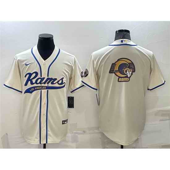 Men Los Angeles Rams Bone Team Big Logo With Patch Cool Base Stitched Baseball Jersey->los angeles rams->NFL Jersey