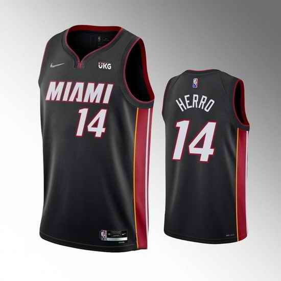 Men Miami Heat #14 Tyler Herro Black Icon Edition 75th Anniversary Stitched Jersey->miami heat->NBA Jersey