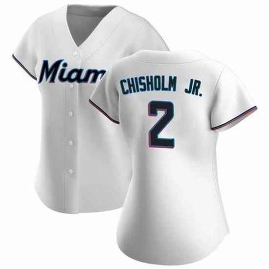 Women Miami Marlins #2 Jazz Chisholm Jr. White Cool Base Stitched Jersey->youth mlb jersey->Youth Jersey