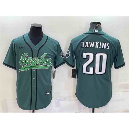 Men Philadelphia Eagles #20 Brian Dawkins Green With Patch Cool Base Stitched Baseball Jersey->philadelphia eagles->NFL Jersey