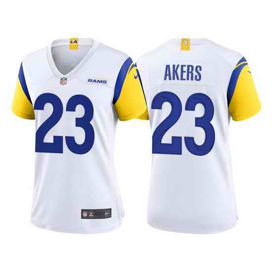Women Los Angeles Rams #23 Cam Akers White Vapor Untouchable Limited Stitched Jersey->women nfl jersey->Women Jersey