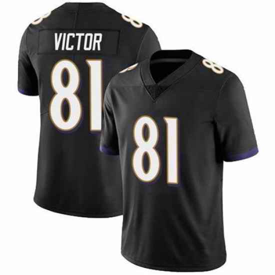 Men Nike Baltimore Ravens Binjimen Victor #81 Black Vapor Limited Jersey->baltimore ravens->NFL Jersey