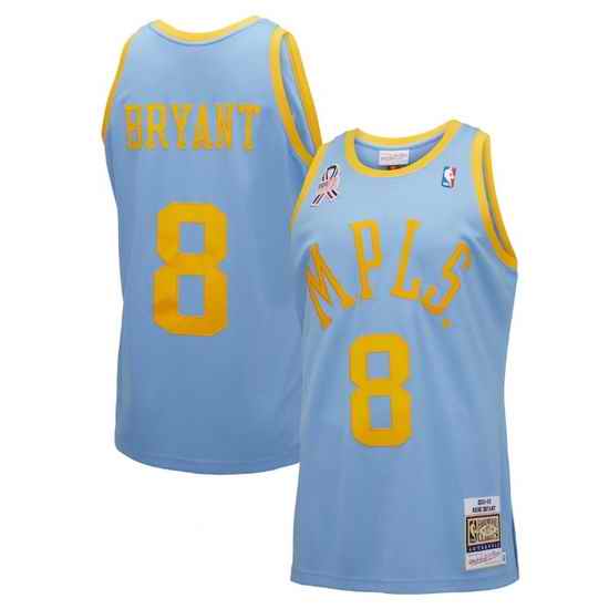 Men Los Angeles Lakers #8 Kobe Bryant Light Blue Hardwood Classics 2001 02 Stitched Basketball Jersey->los angeles lakers->NBA Jersey