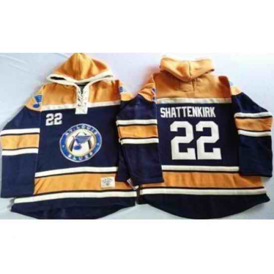 St. Louis Blues #22 Kevin Shattenkirk Navy Blue Gold Sawyer Hooded Sweatshirt Stitched Jersey->st.louis blues->NHL Jersey