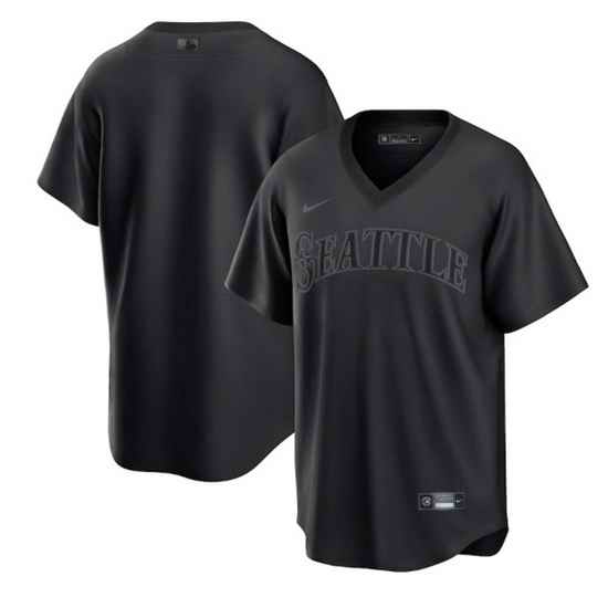 Men Seattle Mariners Blank Black Pitch Black Fashion Replica Stitched Jersey->seattle mariners->MLB Jersey