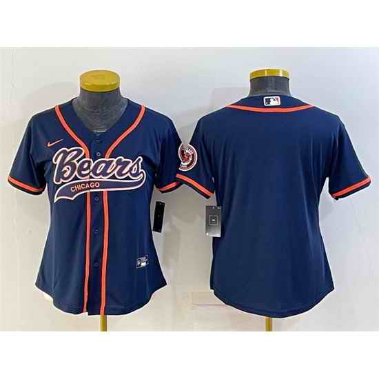 Women Chicago Bears Blank Navy With Patch Cool Base Stitched Baseball Jersey->women nfl jersey->Women Jersey