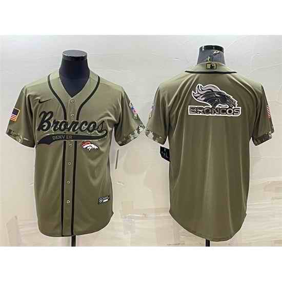 Men Denver Broncos Olive Salute To Service Team Big Logo Cool Base Stitched Baseball Jersey->denver broncos->NFL Jersey