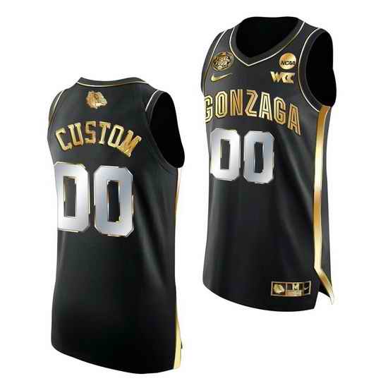 Gonzaga Bulldogs Custom 2021 March Madness Final Four Golden Authentic Black Jersey->->Custom Jersey