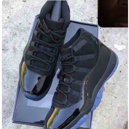 Jordan #11 Men Shoes Black Blue Black Logo->air jordan men->Sneakers