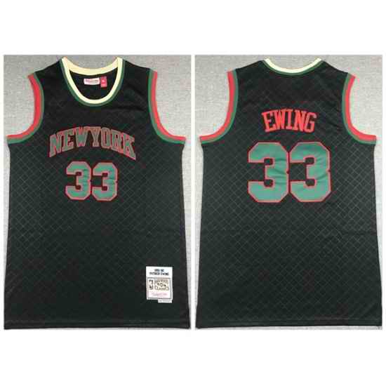 Men New York Knicks #33 Patrick Ewing Black Throwback Stitched Jersey->new york knicks->NBA Jersey