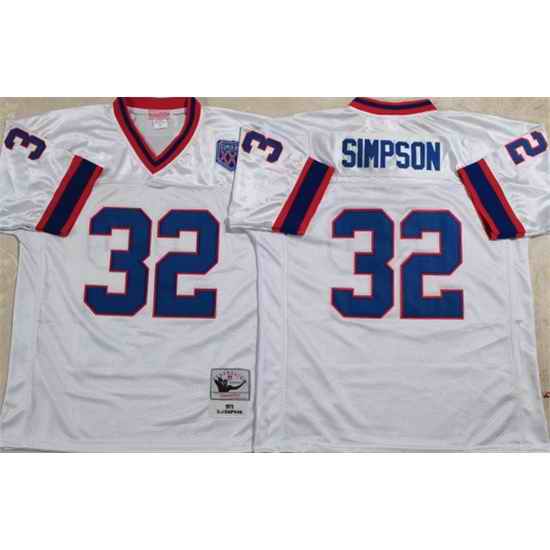 Men Buffalo Bills #32 SIMPSON White Stitched jersey->buffalo bills->NFL Jersey