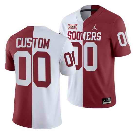 Oklahoma Sooners Custom White Crimson Split Men'S Jersey->->Custom Jersey