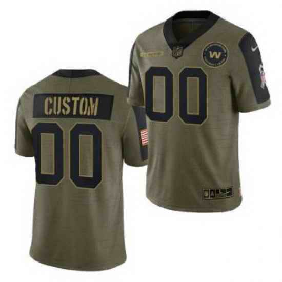 Men Women Youth Toddler Washington Football Team Custom 2021 Olive Salute To Service Limited Jersey->->Custom Jersey