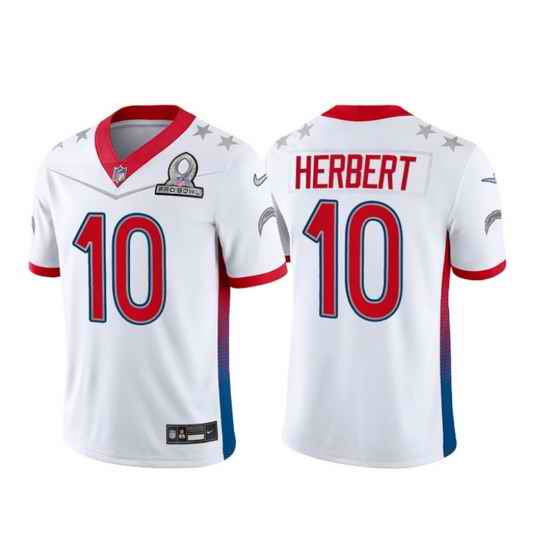 Men 2022 NFL Pro Bowl Los Angeles Chargers #10 Justin Herbert AFC White Jersey->2022 pro bowl->NFL Jersey
