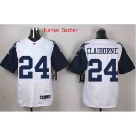 Men Nike Dallas Cowboys #24 Marion Barber White Throwback Sitched NFL Jersey->new orleans saints->NFL Jersey