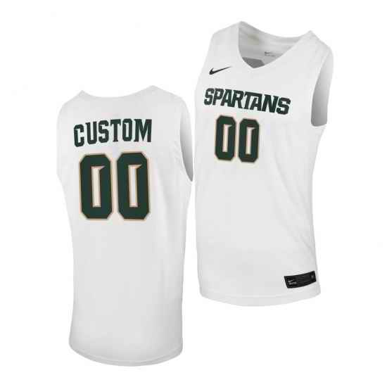 Michigan State Spartans Custom White Replica Men Jersey->->Custom Jersey