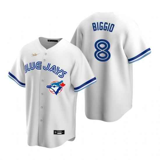 Men's Nike Toronto Blue Jays #8 Cavan Biggio White Cooperstown Collection Home Stitched Baseball Jersey->toronto blue jays->MLB Jersey