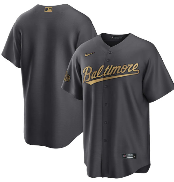 Men's Baltimore Orioles Blank Charcoal 2022 All-Star Cool Base Stitched Baseball Jersey->baltimore orioles->MLB Jersey