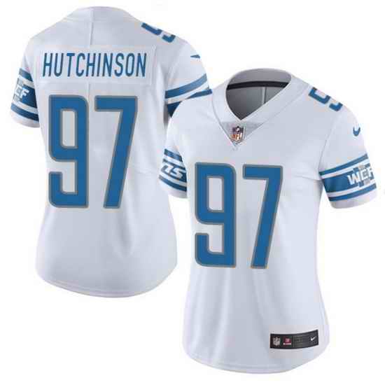 Women Detroit Lions #97 Aidan Hutchinson White Vapor Limited Stitched Football Jersey 28Run Smaller 2->women nfl jersey->Women Jersey