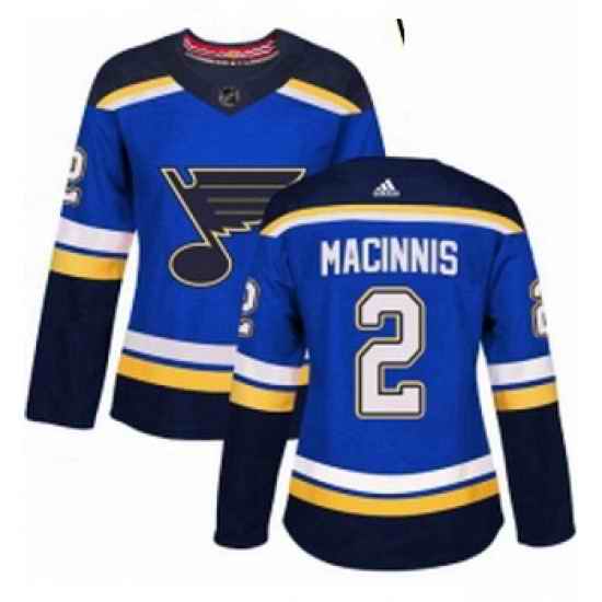 Womens Adidas St Louis Blues #2 Al Macinnis Authentic Royal Blue Home NHL Jersey->women nhl jersey->Women Jersey