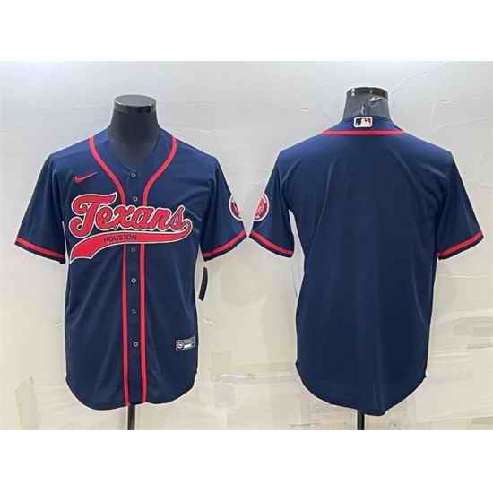 Men Houston Texans Blank Navy With Patch Cool Base Stitched Baseball Jersey->houston texans->NFL Jersey