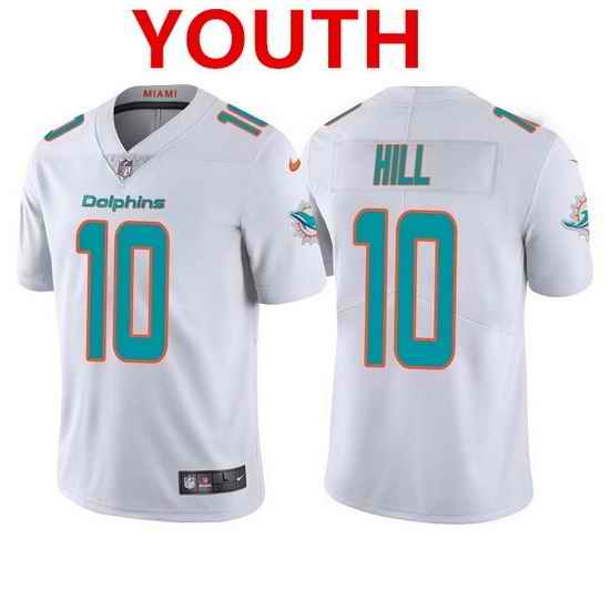 Youth Miami Dolphins #10 Tyreek Hill White Vapor Untouchable Limited Stitched Jersey->youth nfl jersey->Youth Jersey