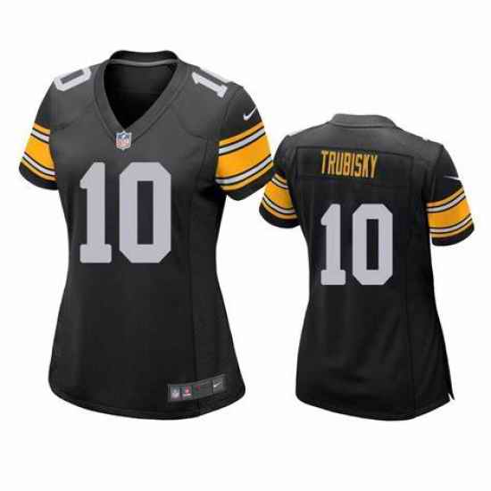 Womens Nike Pittsburgh Steelers Mitchell Trubisky #10 Black Stitched Vapor Limited Jersey->women nfl jersey->Women Jersey