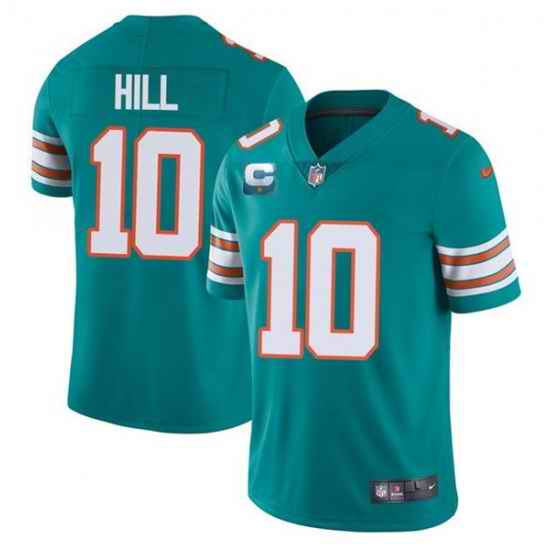 Men Miami Dolphins 2022 #10 Tyreek Hill Aqua With 2-star C Patch Rush Color Stitched Football Jersey->miami dolphins->NFL Jersey