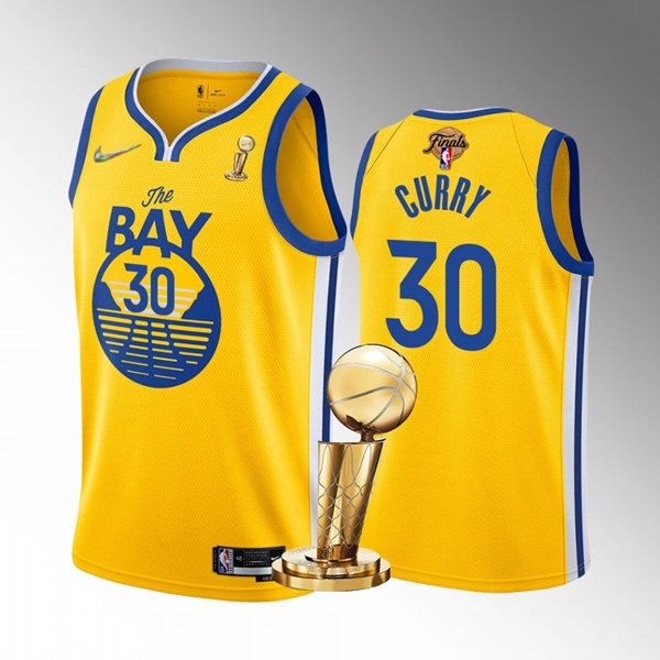 Men's Golden State Warriors #30 Stephen Curry Gold 2022 NBA Finals Champions Stitched Jersey->golden state warriors->NBA Jersey