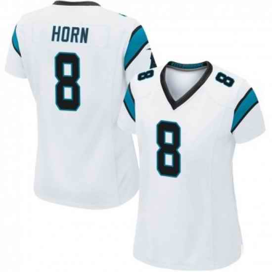 Women Carolina Panthers #8 Jaycee Horn White Stitched Football Limited Jersey->women nfl jersey->Women Jersey
