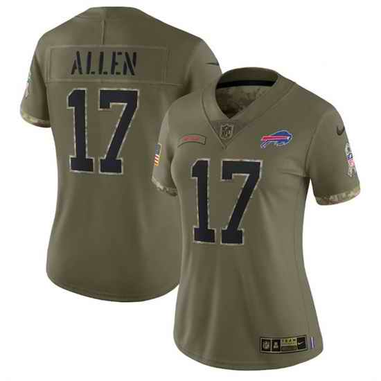 Women Buffalo Bills #17 Josh Allen Olive 2022 Salute To Service Limited Stitched Jersey->women nfl jersey->Women Jersey